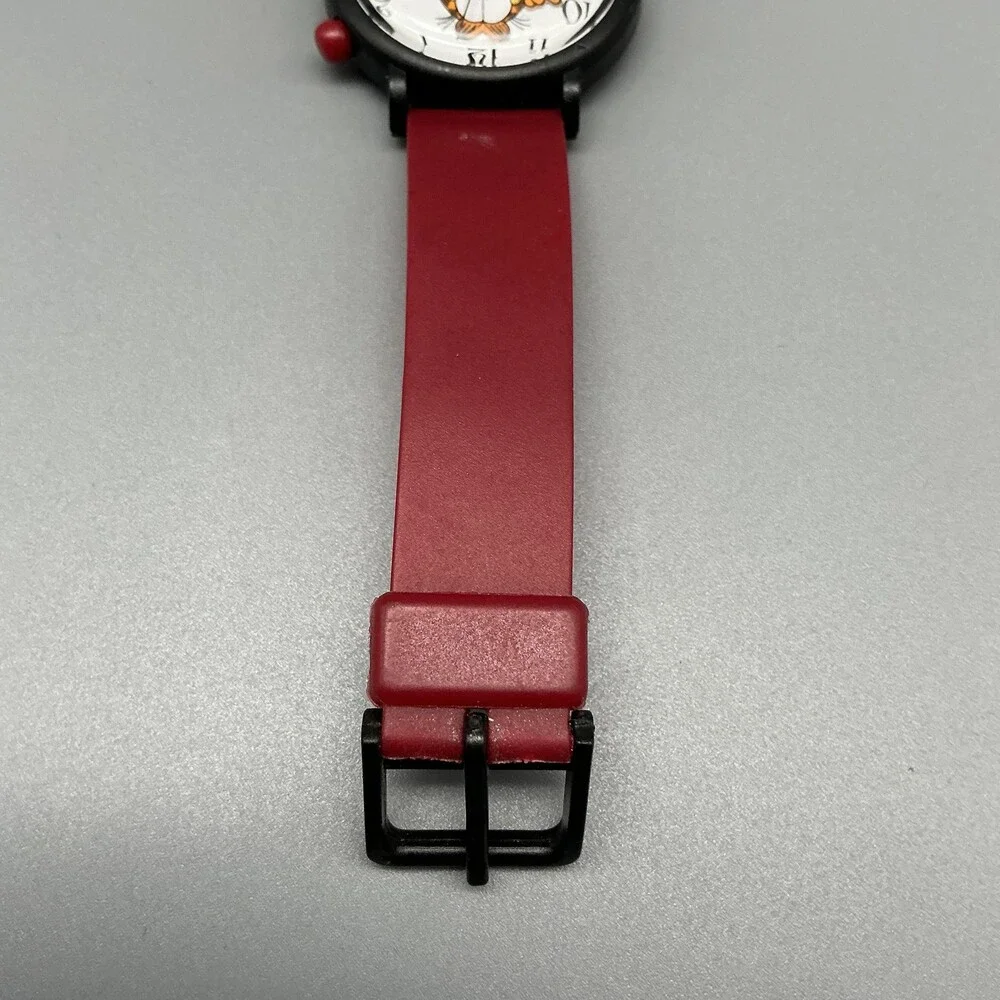 Vintage Armitron Boys Watch 32mm Garfield Dial Red Rubber Band New Battery